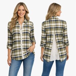 NWT Kaktus Plaid Button Down Shirt Sz M